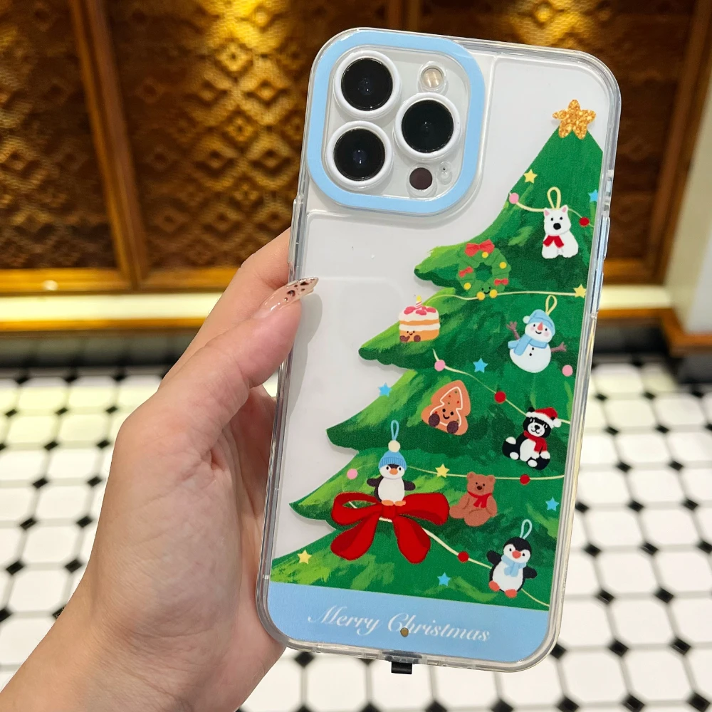 2025 جديد مضيئة دعوة تضيء فلاش شجرة عيد الميلاد سانتا جراب هاتف آيفون 17 16 15 13 12 11 14 ProMax زائد غطاء نمو الهواء