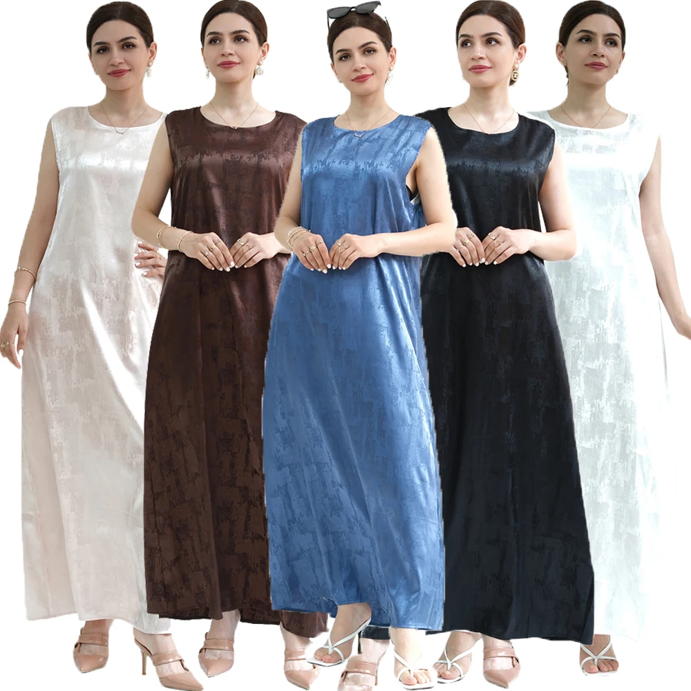 Dubai Abaya All-Match Casual Wear Sleeveless Inner Dresses Muslim For Women Modest Robe Caftan Moroccan Islamic Jalabiya Vestido