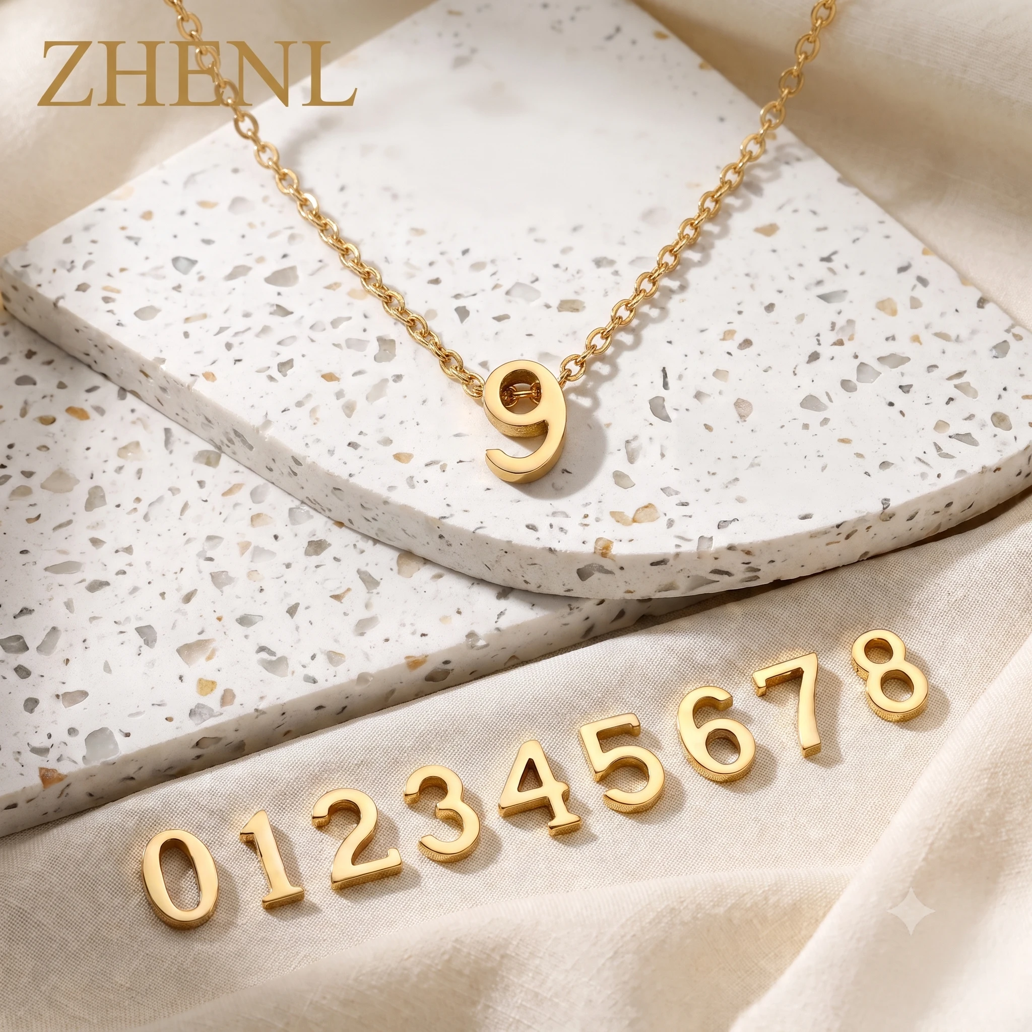 6mm Stainless Steel 14K Gold Plated Number Charms 0-9 Numerals Pendant for DIY Jewelry Making Supplies Custom Necklace Bracelet