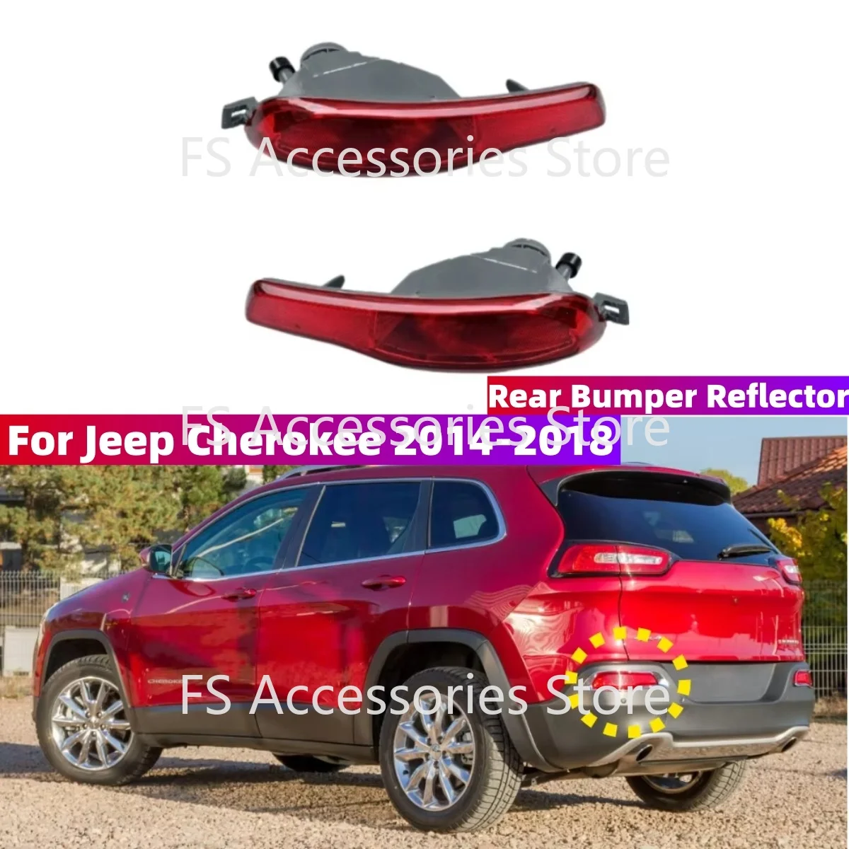 Rear Bumper Lamp For Jeep Cherokee 2014 2015 2016 2017 2018 Rear Light Reflective 68102876AC 68102877AC Accessories