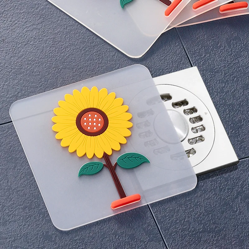 

Силиконовая накладка в форме цветка, уплотнительная крышка, канализация, 2 шт., крышка с защитой от запаха, бытовая крышка для слива в ванной, сливная пробка, устройство