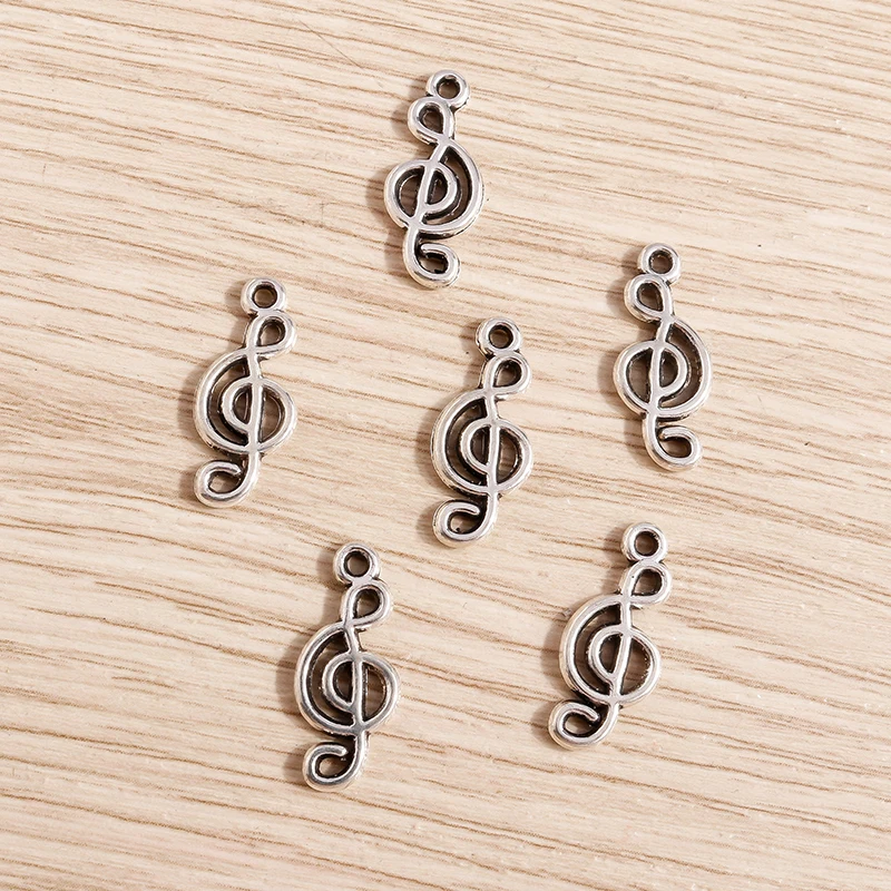 50 Stück 8x19mm Niedliche Legierungs-Musiknoten-Anhänger für Schmuckherstellung, Ohrringe, Halsketten, Armbänder, DIY-Bastelzubehör – Detail 3