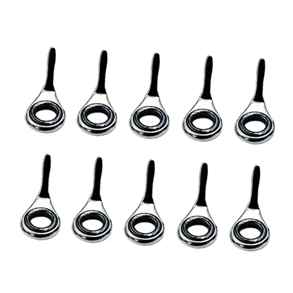 Stainless Steel Fishing Rod Guides 10 Piece Set Mixed Sizes Thread Rings Repair for Spinning Rods