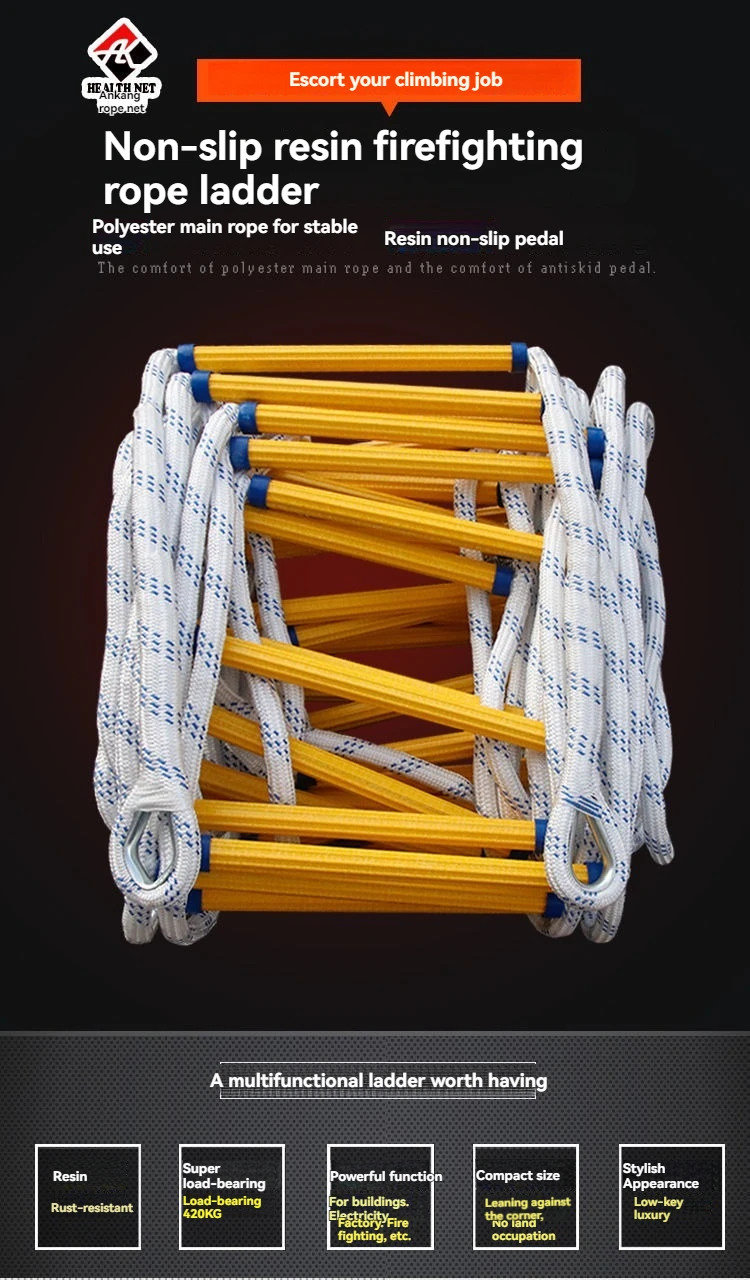 5M Rope Ladder Evacuation Ladder Insulated-Ladder Rescue Ladder Rock Climbing Anti-Skid Engineering Emergency Evacuation