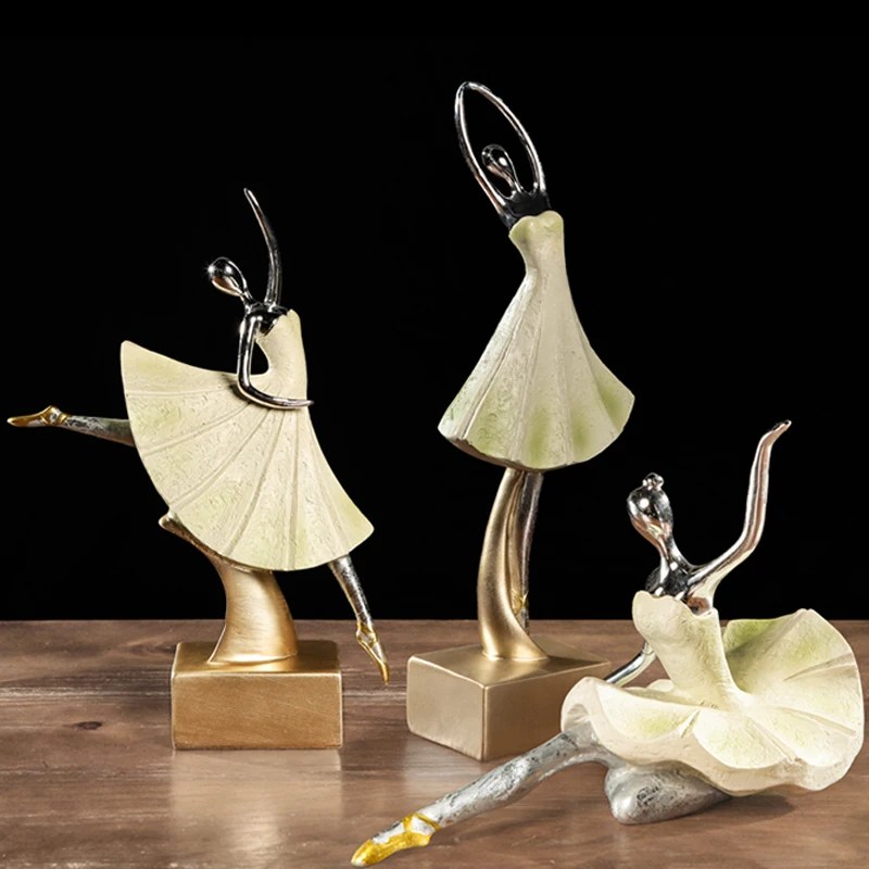 Resin Ballet Girl Sculpture Table Decoration Ornaments Art Dancing Statue Crafts Gift Living Room Home