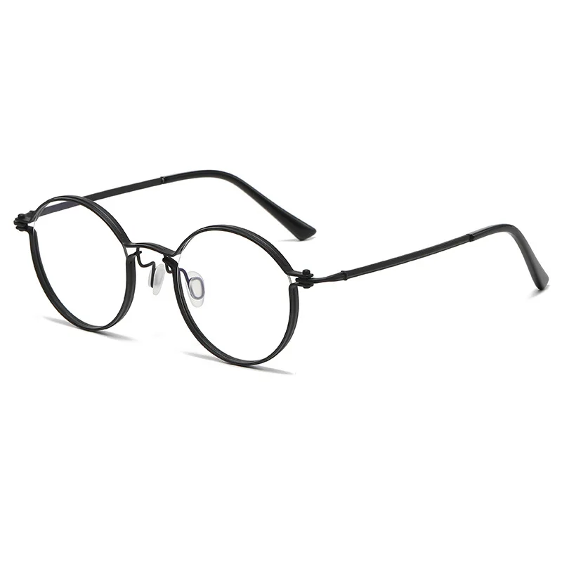 Pure Titanium Retro Trendy Optical Glasses Frame for Both Male Female Students Ultra Light Anti Blue Light Myopia Glasses Frame