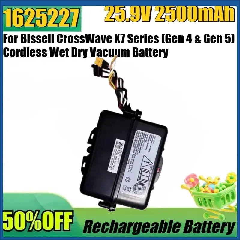 

For Bissell CrossWave X7 Series (Gen 4 & Gen 5) Cordless Wet Dry Vacuum Battery Pack New 1625227 Q30 Q4 25.9V 2500mAh Battery