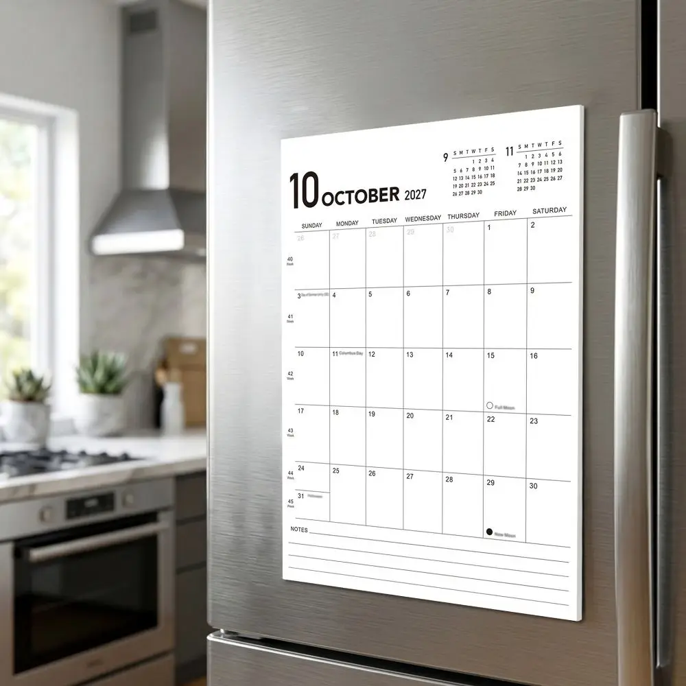 New July.2027- Jun. 2028 Magnetic Fridge Calendar 18-Month Minimalist Monthly Wall Planner Write-On Kitchen Wall Calendar Dorm