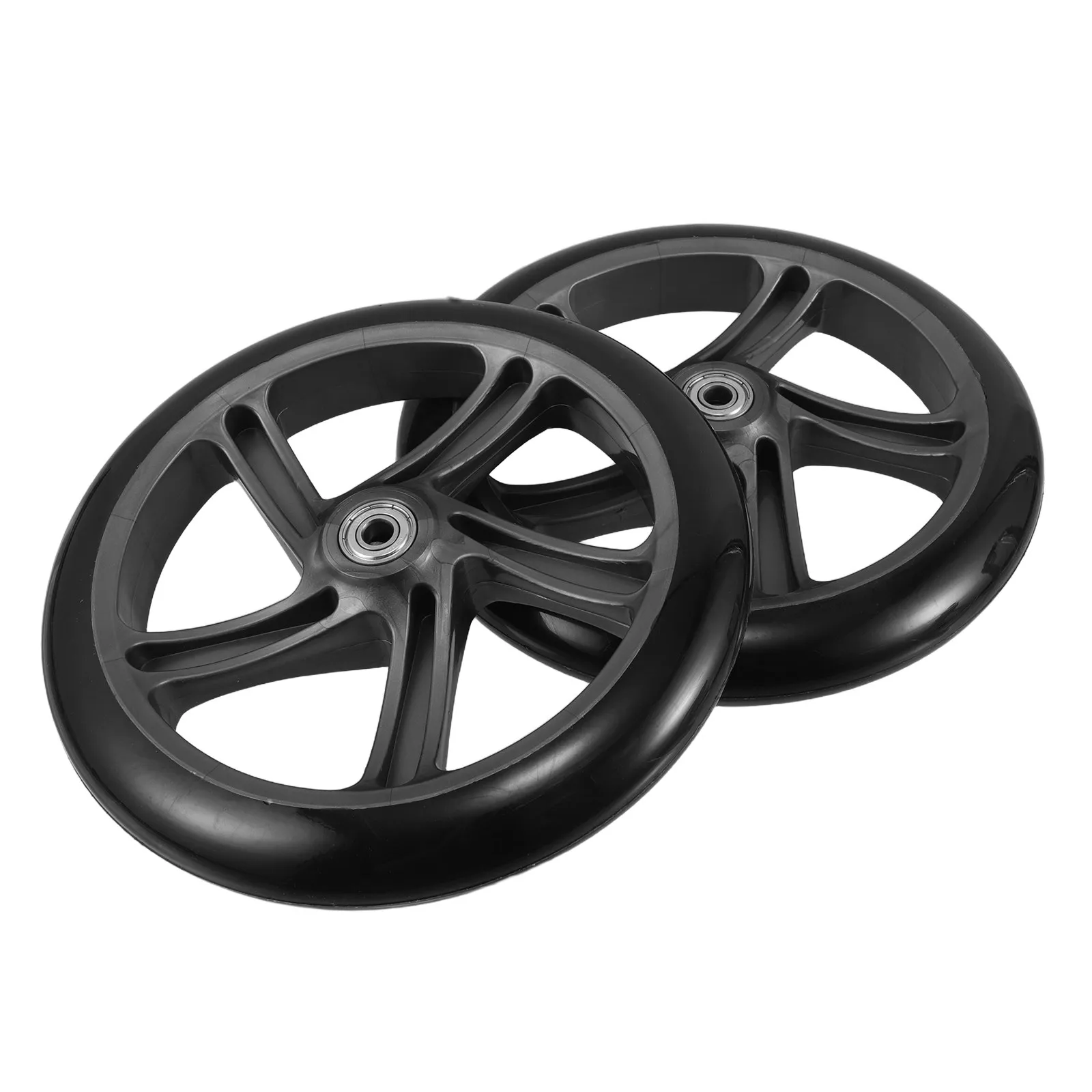 2Pcs Wheelchair Replacement Wheels 8Inch 200Mm PU Anti Slip Universal Manual Transport Chair Accessories Silent