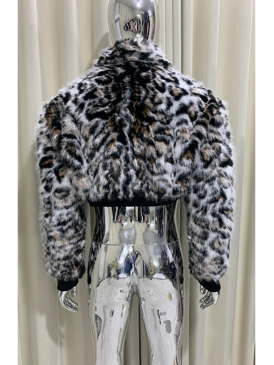 Winter Short Warm Soft Hairy Colorful Thick Warm Faux Fur Coat Men Long Sleeve Luxury Designer Emo Clothes Cropped Fluffy Jacket