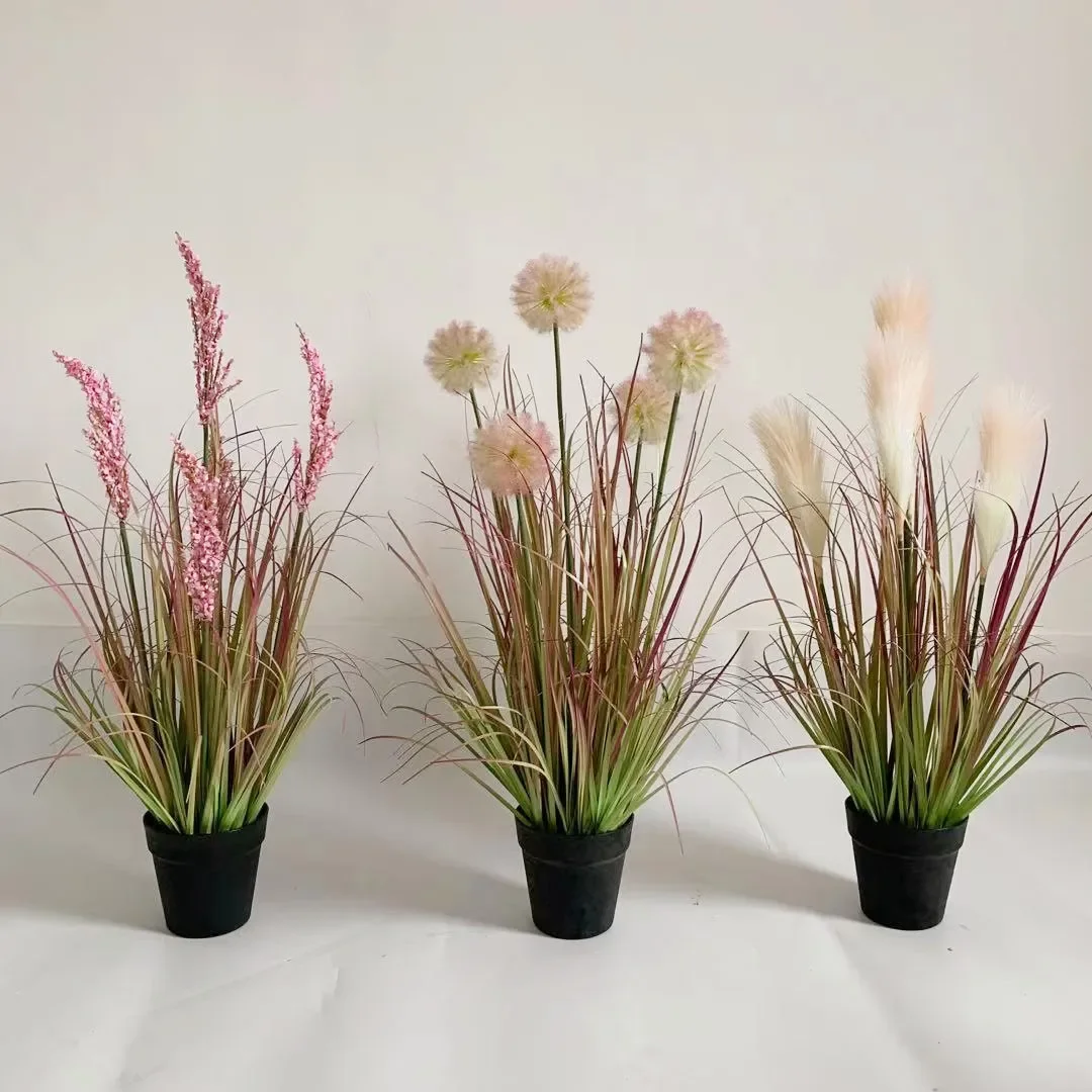 

75cm Fake Plant Reed Lavender Rice Dandelion Dancing Orchid Simulation Green Plants with Basin Hotel Wedding Home Decoration