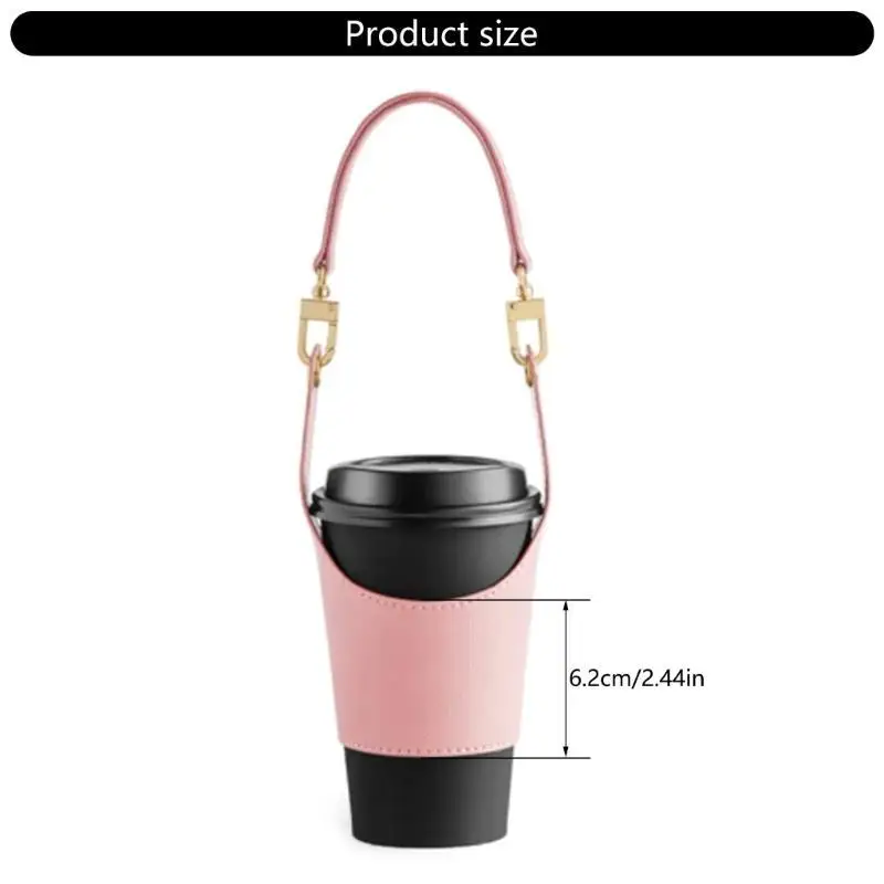 G6KF porte-gobelet à café avec sangle réglable pour transport facile, tasses isolées en PU, accessoires verres pour