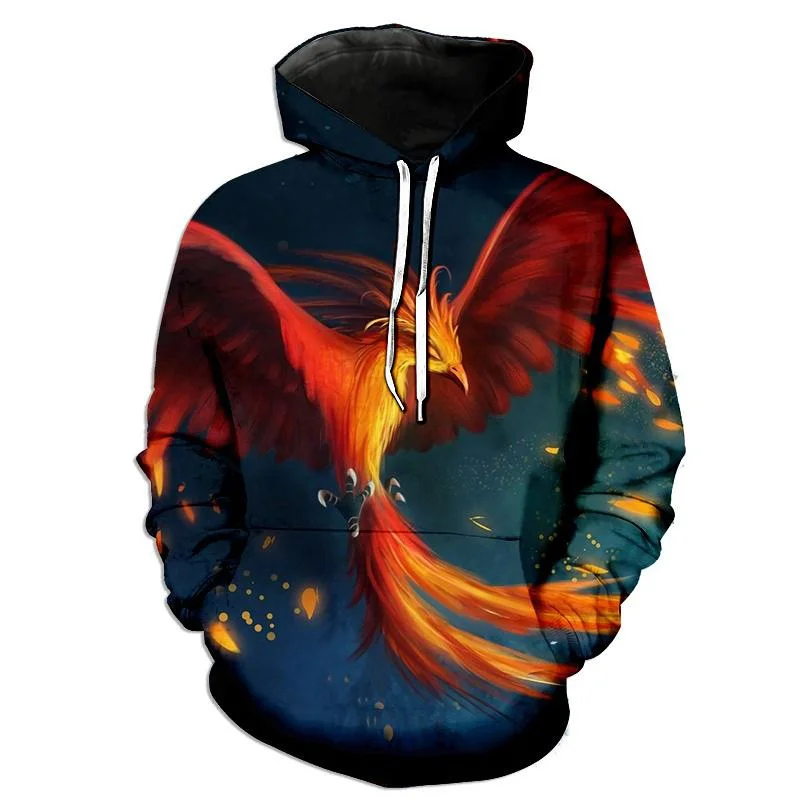 Autumn Fire Phoenix Bird 3D Print Hoodies Men Women Fashion Casual Sweatshirts Oversized Hoodie Pullovers Tracksuit Clothing