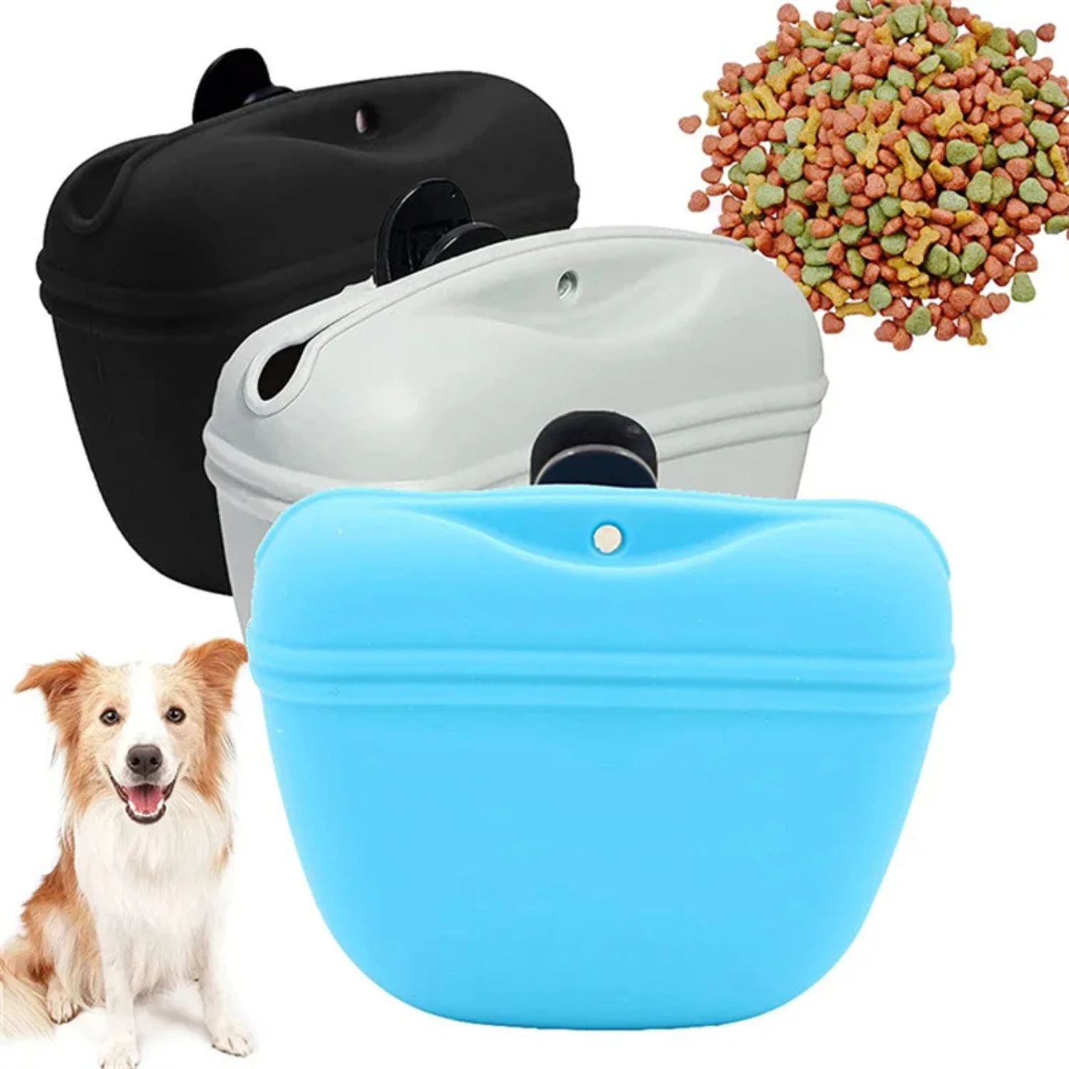 1PCS  Silicone Dog Treat Bag Pet Portable Dog Training Waist Bag Outdoor Feeder Puppy Snack Pouch Food Reward  Bag Pet Supplies