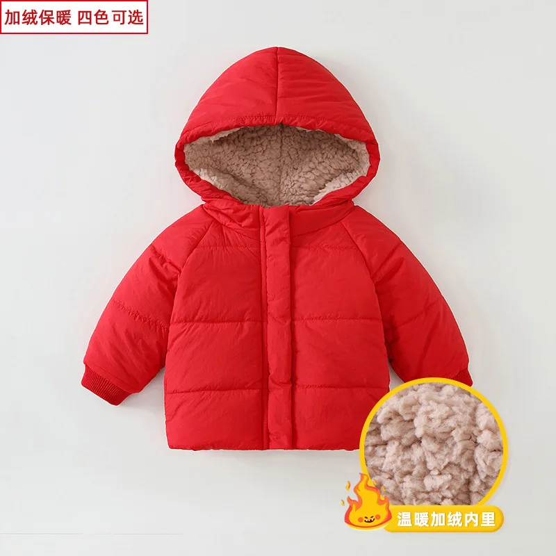 

Winter Padded Jacket Boys Girls Thickened Coat Kids Autumn Warm Outerwear New Children's Hooded Long-Sleeved Cotton Clothes
