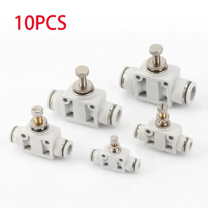 

10PCS Pneumatic throttle valve SA-4/6/8/10/12mm Pneumatic Air Connector Fitting Control Valve OD Hose Plastic Push In