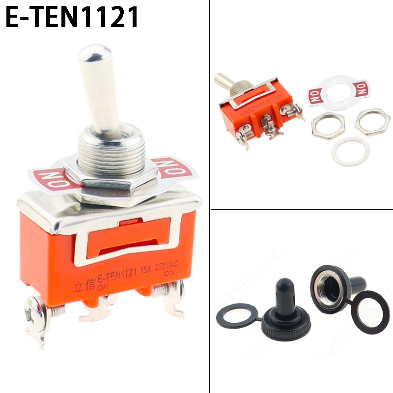 1PCS E-TEN1121 ON-ON Latching Toggle Rocker Switch 15A 250VAC SPDT 3 Terminal Pin