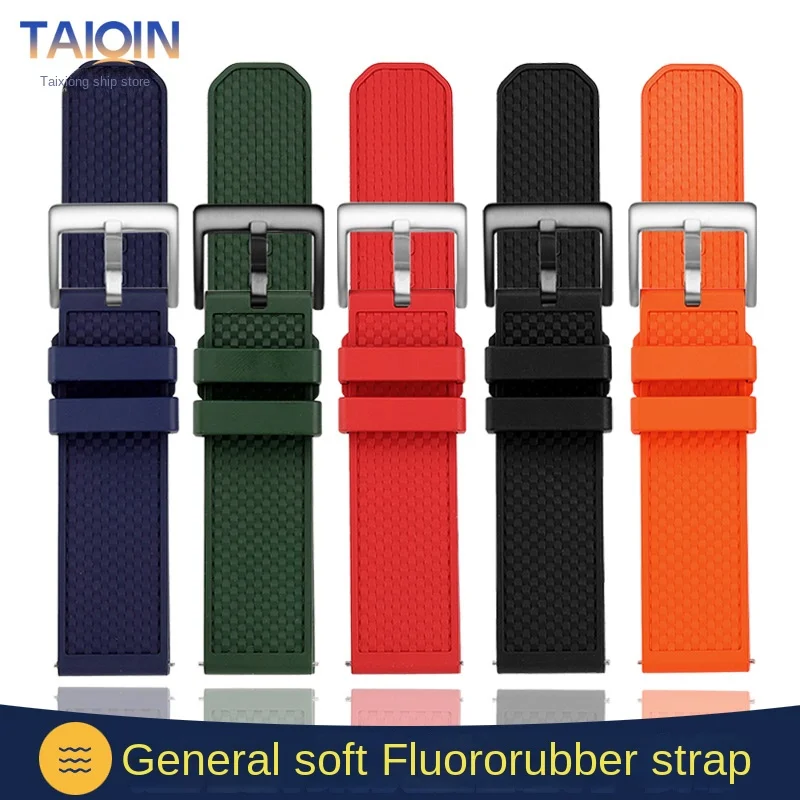 Quick release Fluoro rubber strap For Tissot Seiko Hamilton IWC Citizen universal rubber watchband 20x20mm 22x22mm Men bracelet