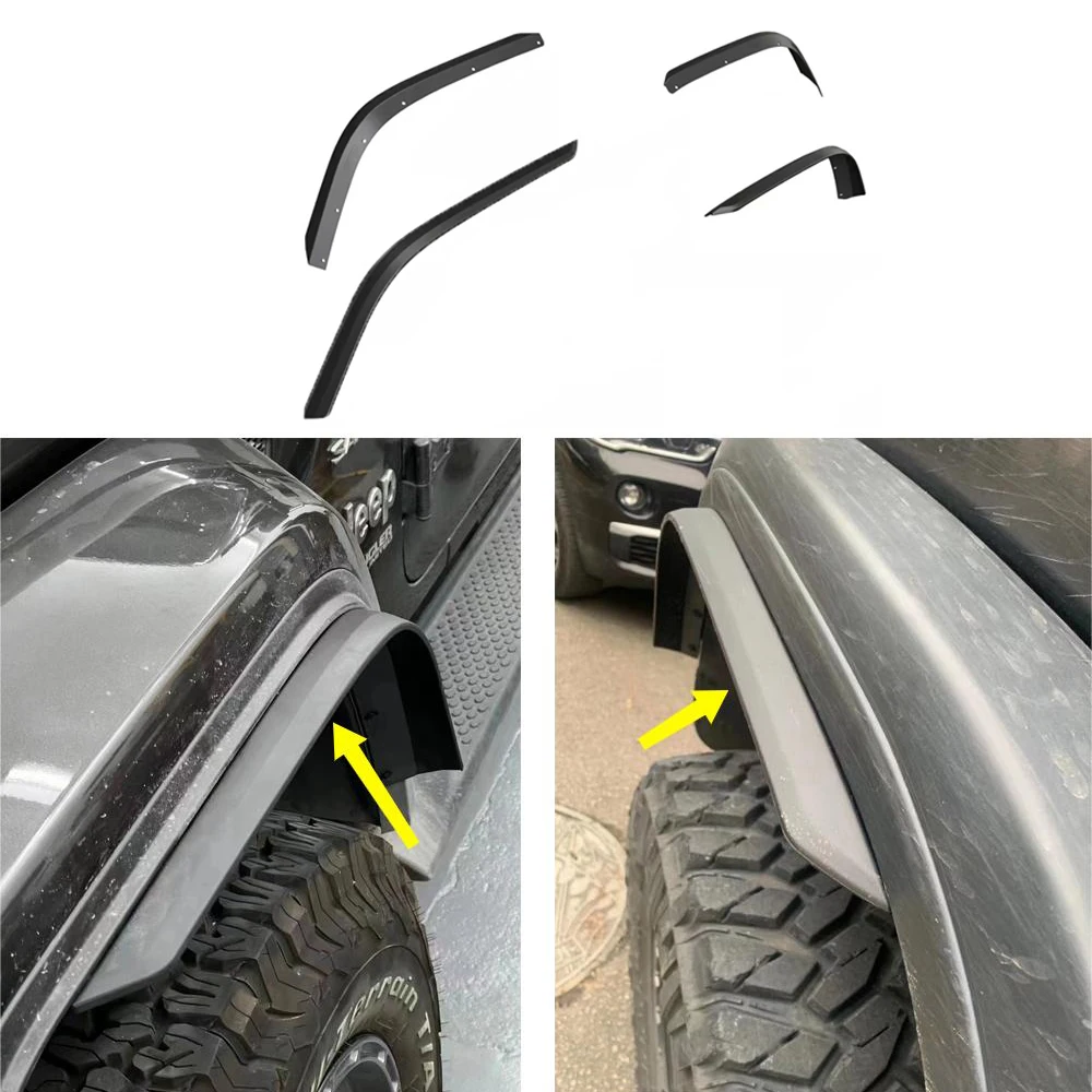 Lantsun JL1280-6 High Wheel Eyebrow ABS Widened Small Fender Flares for Jeep for Wrangler JL2018+, Front/Rear Cover Strip
