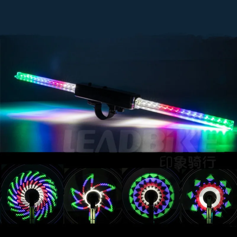 New 64 LED Bike Light for Cycling, Wind Wheel, 30 Images Night Riding Accessories, Spoke Light, Hub Light LD35