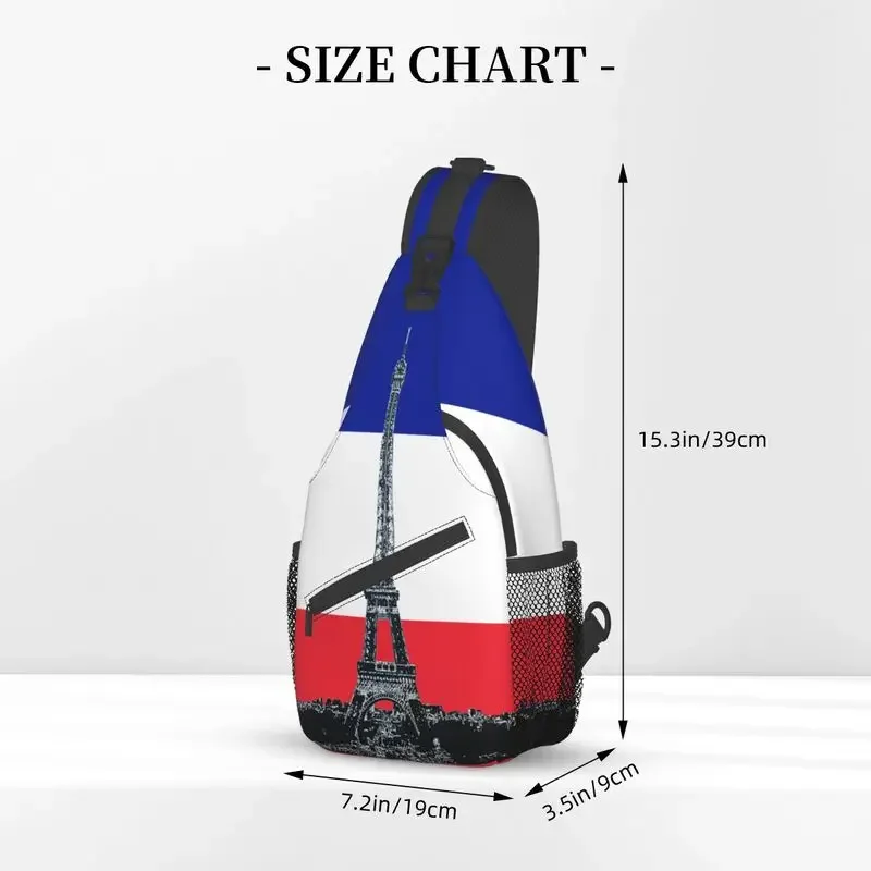 Mode Frankreich Flagge mit Eiffelturm Schlinge Cross body Rucksack Männer Schulter Brusttaschen für Camping Radfahren