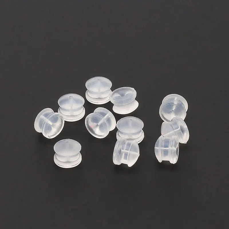 100pcs Silicone Hamburger Earring Backs - Large Stud Earring Backs, Through-Hole Design Through-Hole Design for 0.8-1.1mm Posts