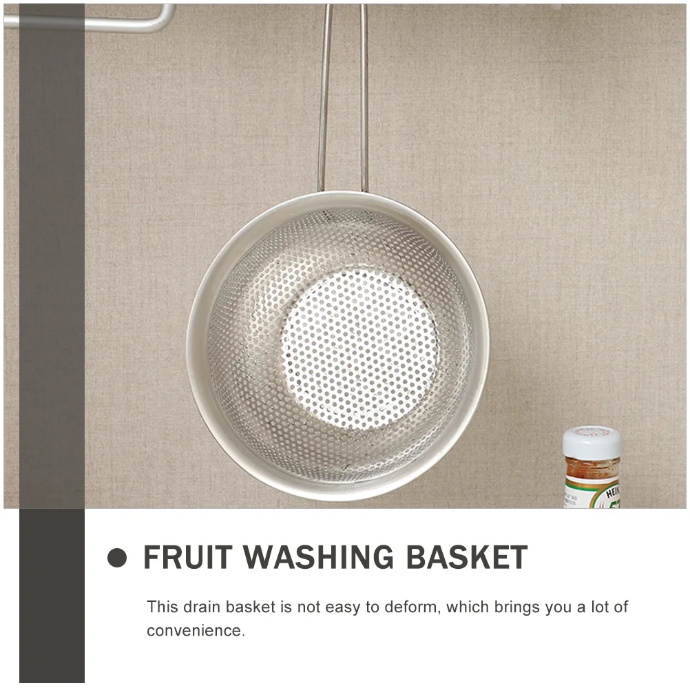 

Stainless Steel Draining Fine Mesh Kitchen Fruit Drain Basket Strainer Drain Sieve Fruit Vegetable Storage Basket