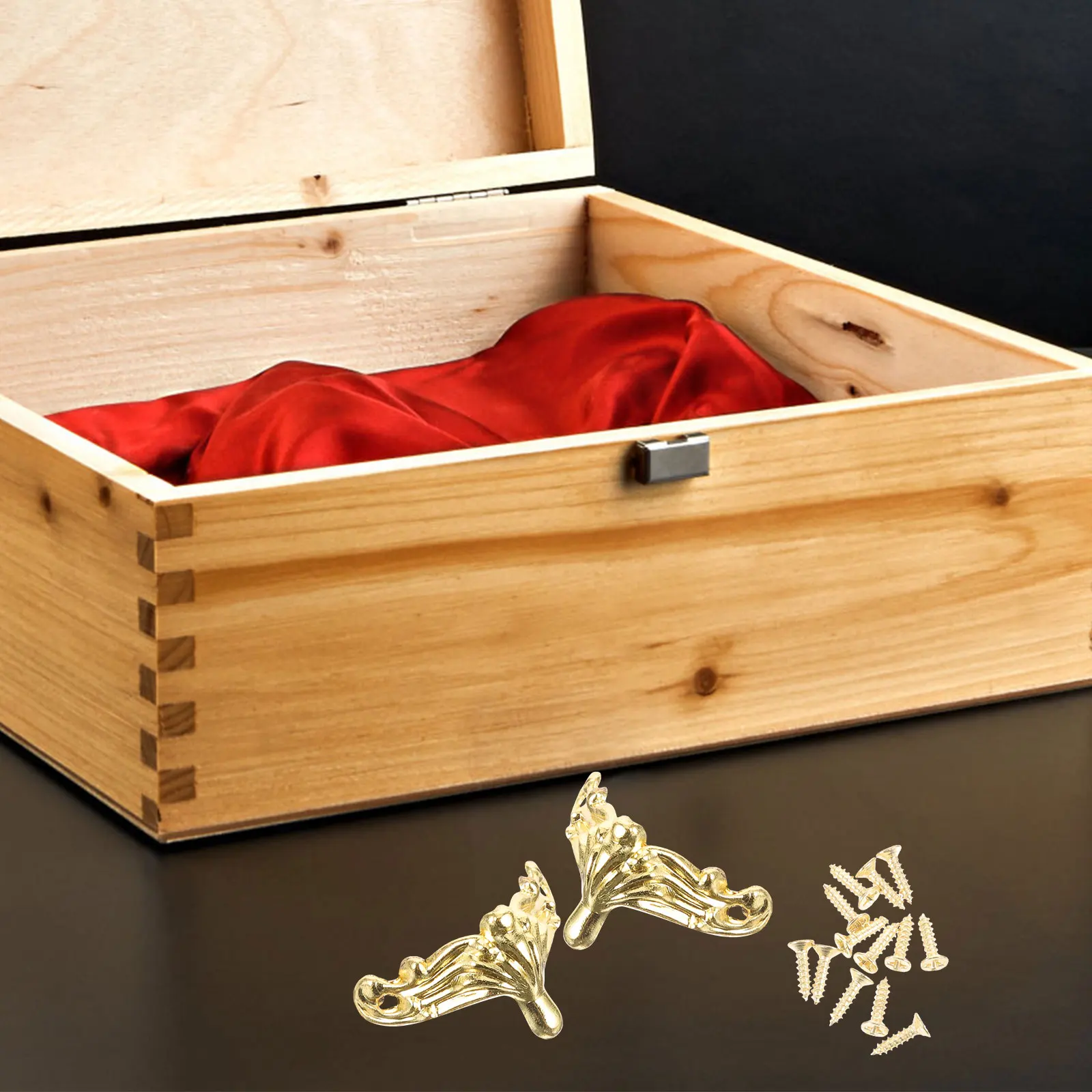 

Zinc Alloy Furniture Legs Wooden Case Corners Jewelry Box Feet Elegant Design for Various Crates Home Decoration