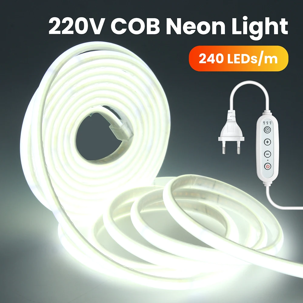 4key-dimmer-switch-cob-neon-led-strip-light-power-kit-ic-chip-version-240-leds-m-ac-220v-lamp-3000k-4000k-6000k-10cm-cuttable