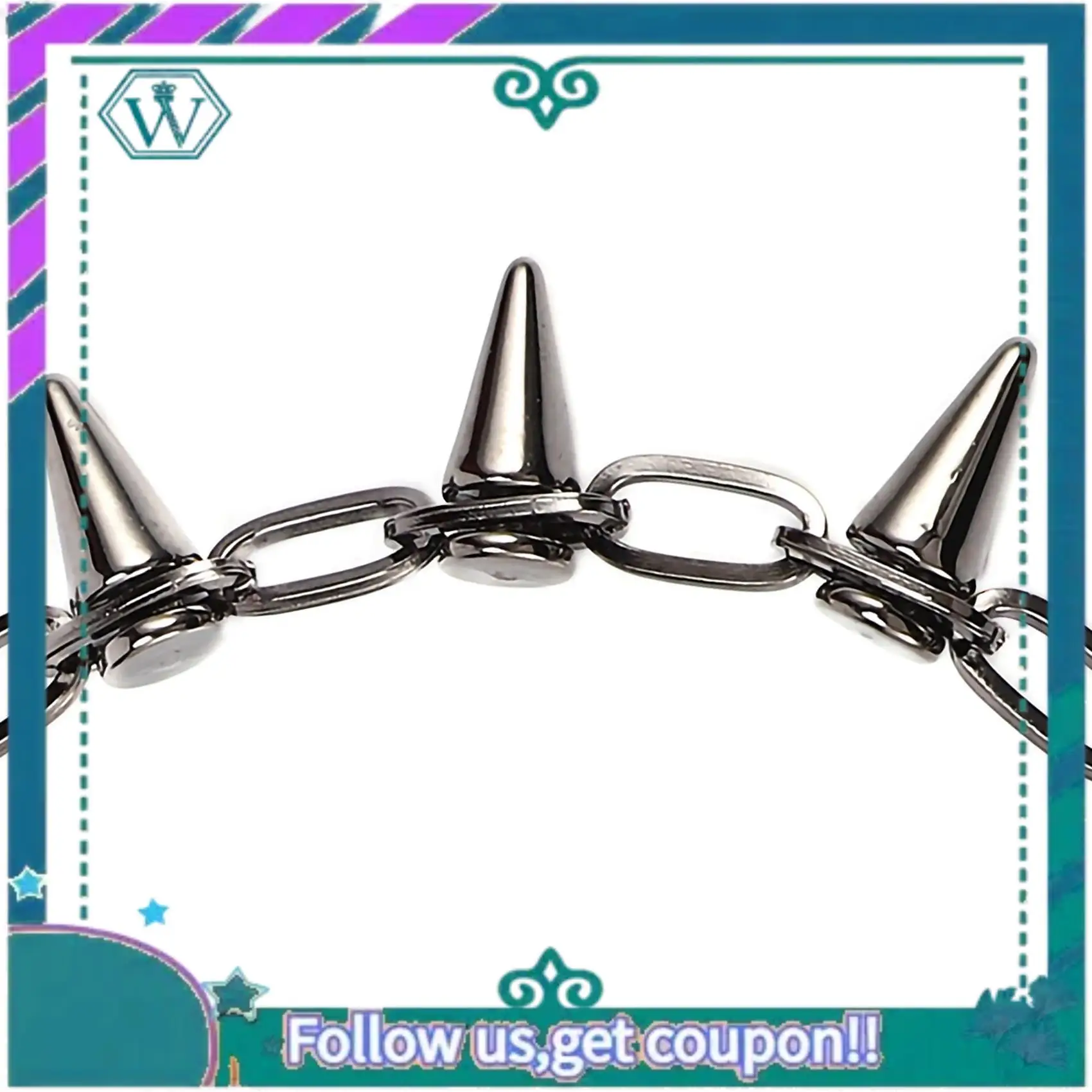 

A09P 5X Metal Spikes Studs Rivets Punk Goth Necklace Choker Collar