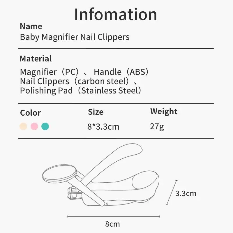 Toddler Nail Cutter with Magnifying Glass Safe Anti-Pinch Baby Nail Clipper Kit for Infant Newborn Kids Nursery Grooming - view 6