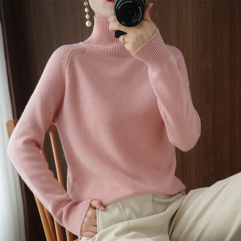 

For Women, New Autumn And Winter High Neck Loose Pullover Knitted Sweater