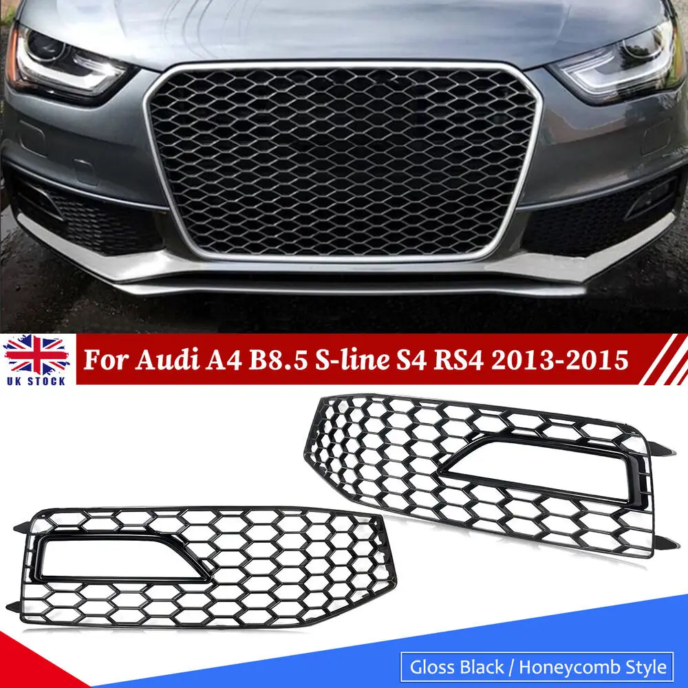 For Audi A4 B8.5 S-line S4 RS4 2013-2015 Honeycomb Front Fog Light Grille Cover