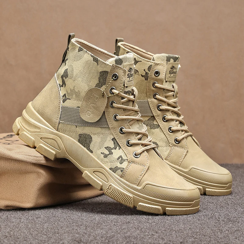 Men's Camouflage High-Top Combat Boots 3 Colors Breathable Outdoor Hiking Shoes view 4