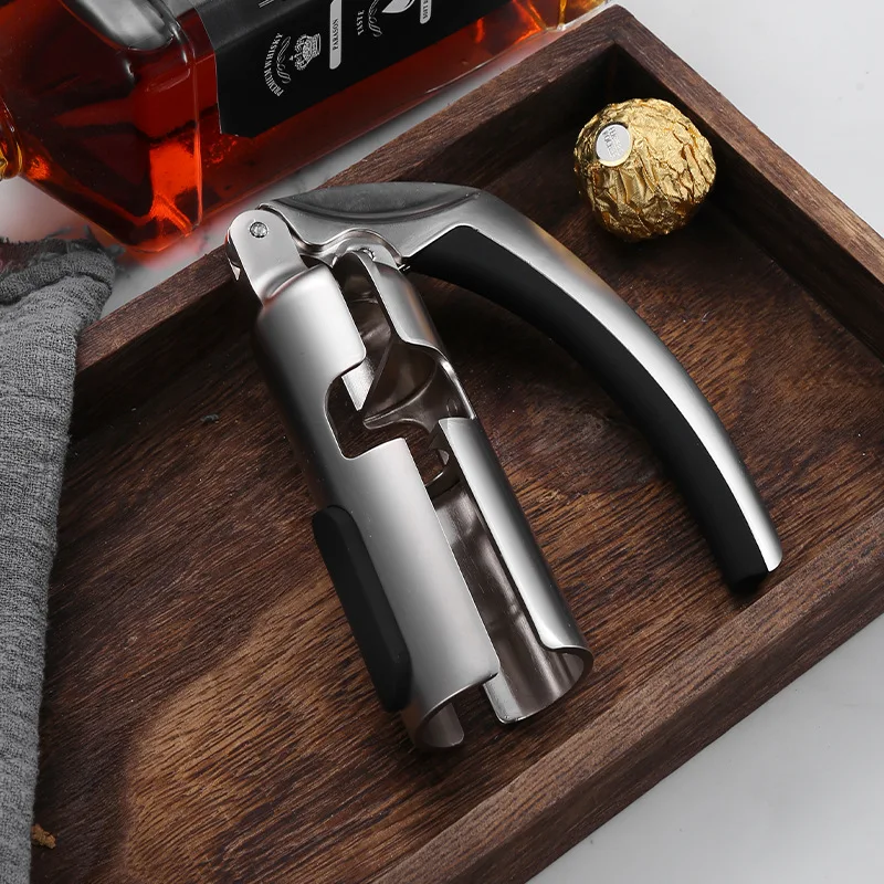 Professional Zinc Alloy Semi Automatic Wine Opener Corkscrew with Stainless Steel Lever for Champagne Bottle Home Bar Restaurant