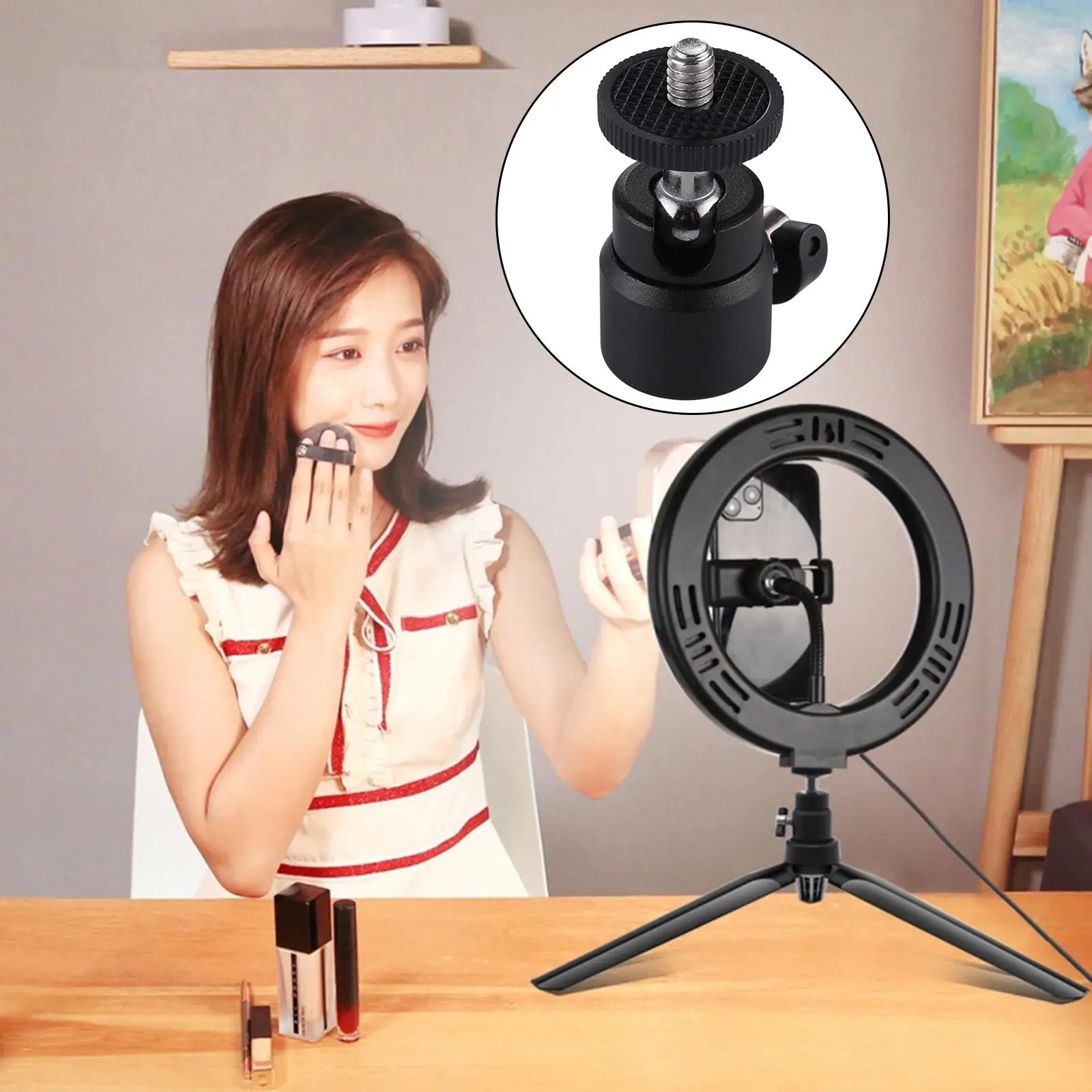 Mini 1/4 inch Screw 90 Degree Rotatable Tripod Head with Lock Shoe Mount Adapter for LED Light,, Tripod, Monopod Camera