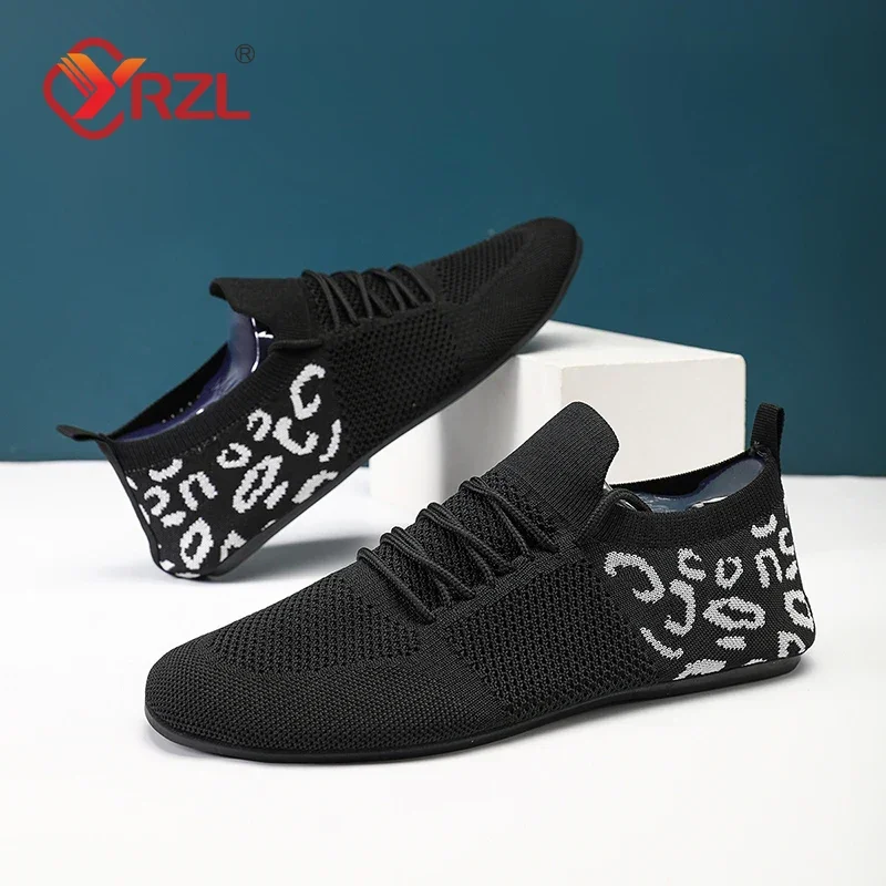YRZL رجل شبكة المتسكعون لينة القيادة الأخفاف عالية الجودة الشقق الذكور أحذية مشي تنفس شبكة حذاء بدون كعب أحذية رجالي #6