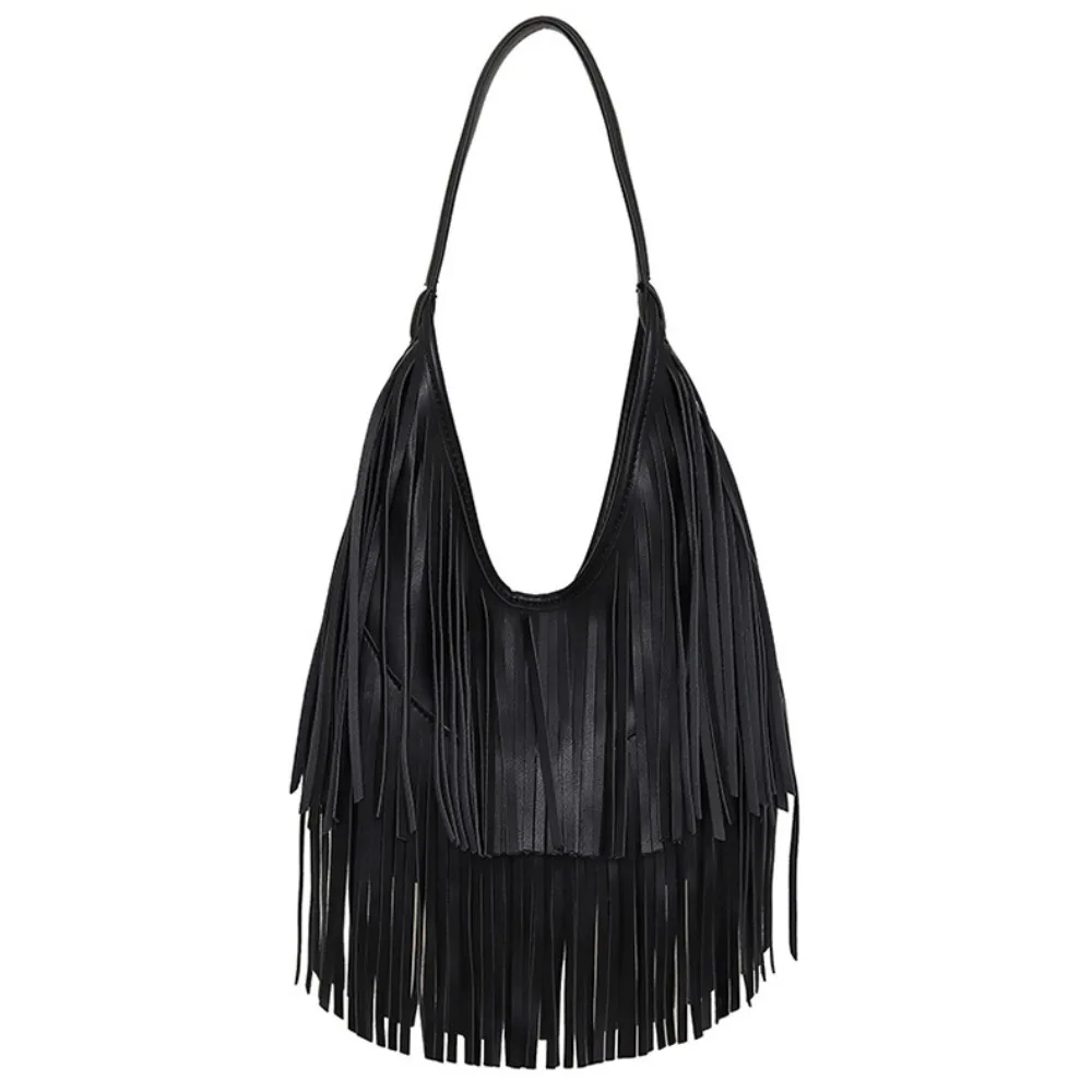 

New PU Leather Long Tassels Handbag Cross Body Design Hobo Style Hobo Bag Tote Bag Outdoor Activities