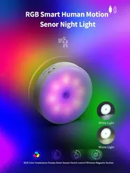 Luce notturna a LED sensore intelligente del corpo umano illuminazione automatica aspirazione magnetica uso Wireless luminosità regolabile lampada da notte RGB