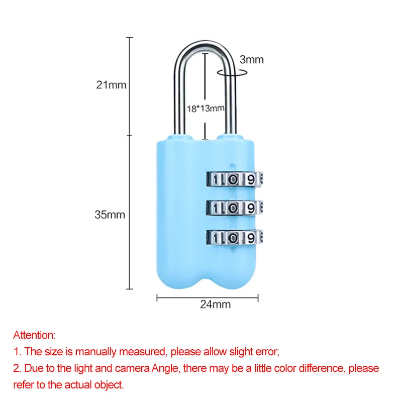 Mini Aluminum Alloy Combination Padlock Resettable 3-Digit Number Password Lock for Traveling Bag And Door