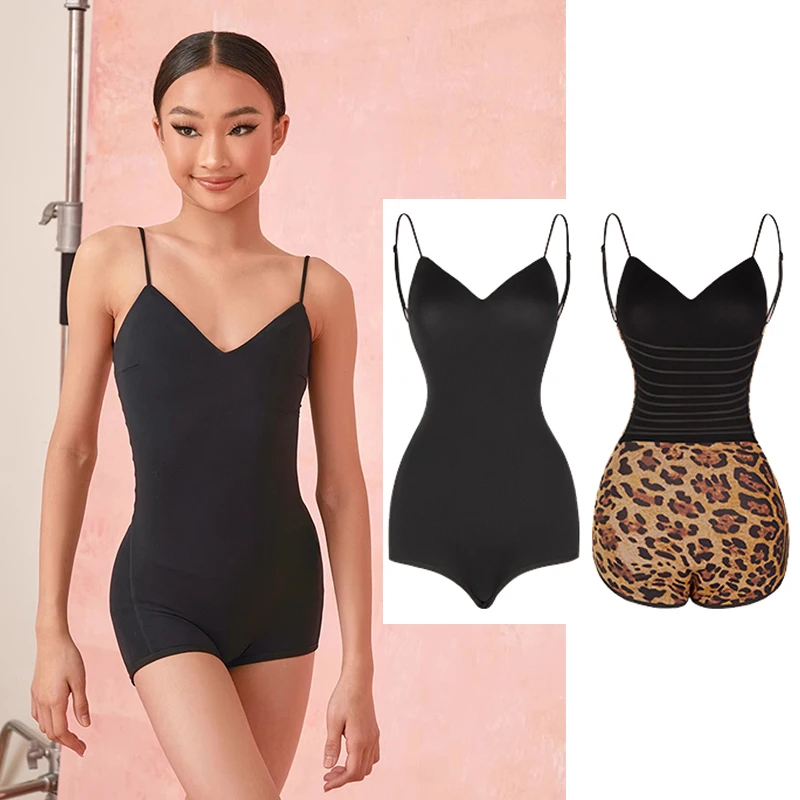 

Design Sense Backless Latin Dance Tops For Girls Summer Black Leopard Leotards Practice Clothing Rumba Dance Clothes DNV23090