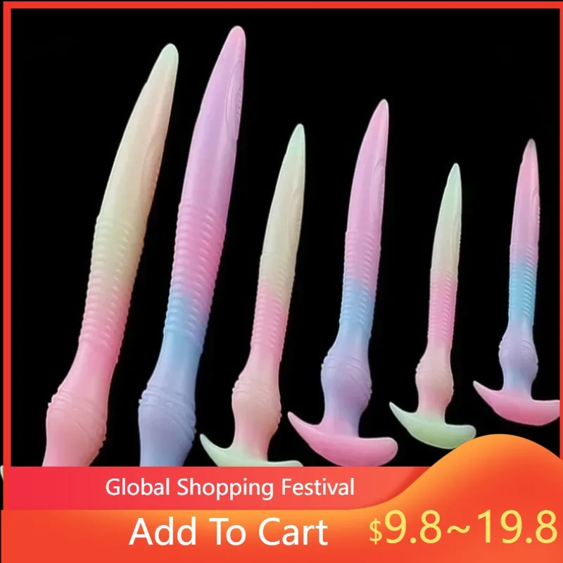 S/M/L Long Anal Plug Prostate Massage Deep Butt Plug Sex Toys for Women Men Glow in Dark Wearable Soft Anal Toys Explore G-Spot