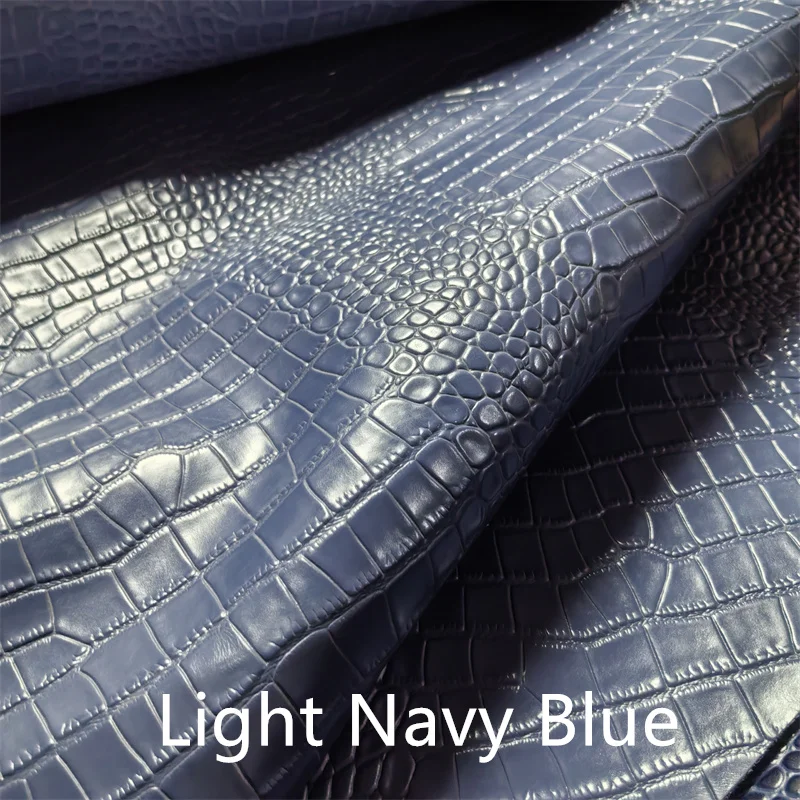1.5mm Dark Blue Crocodile Pattern Cowhide. Top Grain Leather. Genuine Leather Fabric. For Handmade DIY Bags. Full Sheet Cutting. - view 6
