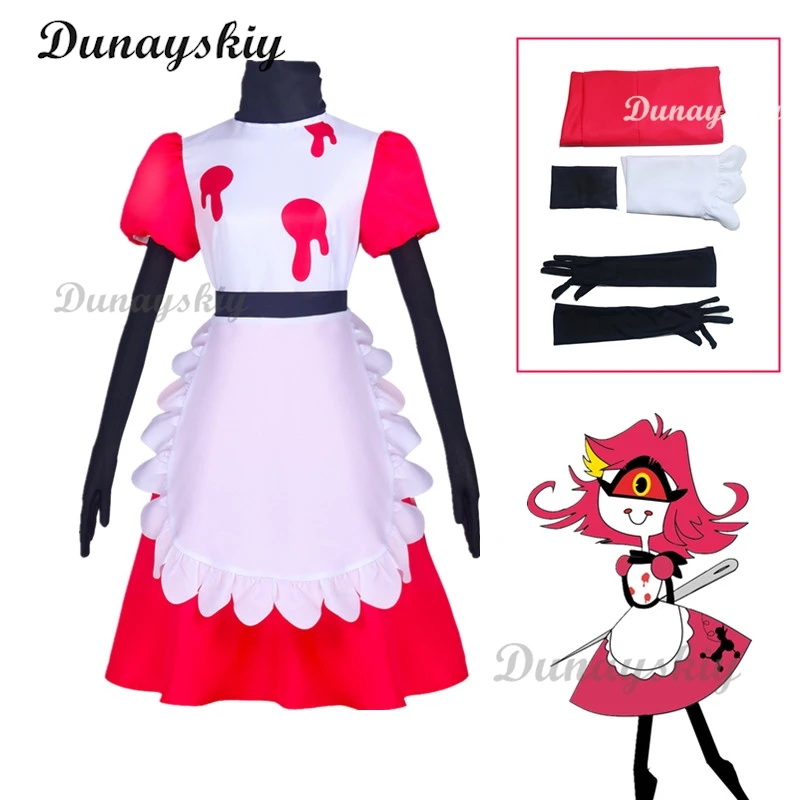 Niffty Peluca de disfraz de sirvienta, vestido de Sinner, Demon Hote para mujer adulta, Halloween, Carnaval, Navidad, utilería de juego de rol