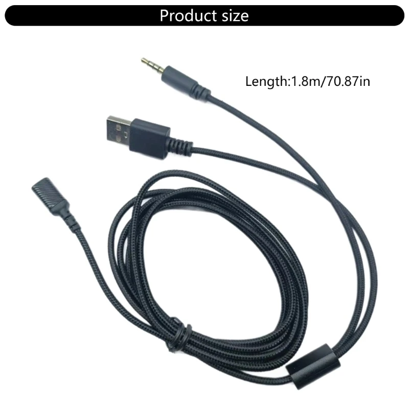 Cáp Nghe Chơi Game Có Hiệu Ứng Ánh Sáng Tương Thích Cho Nghe Arctis 3/5/7, Dây Nghe USB Bện Nylon 180Cm