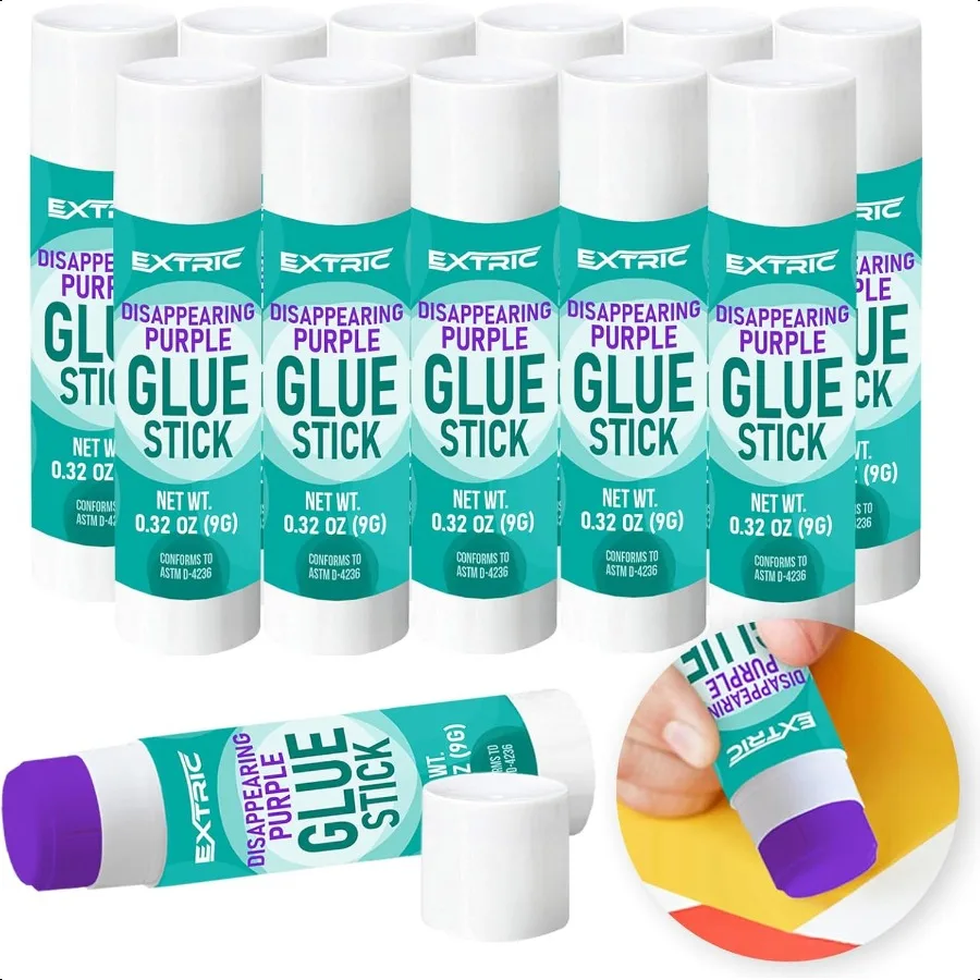 

Purple Glue Sticks for Stick Glue Bulk Classroom 12 Count 0.32 Ounce All Purpose Washable for School and Home Use