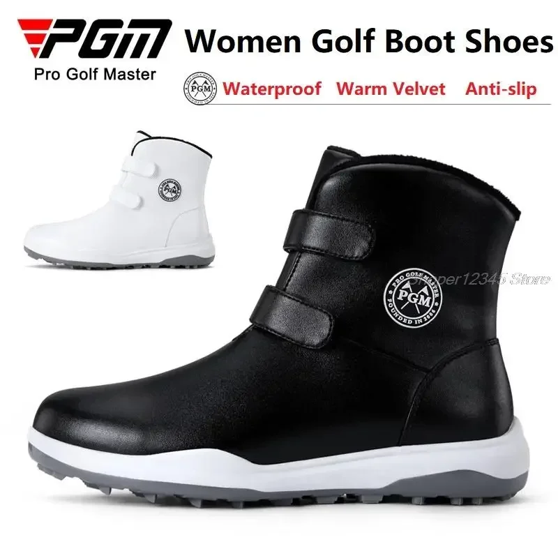 Pgm Golf Shoes Women Winter Waterproof Boots Spikes Non-Slip Sneakers Ladies Velvet Warm Golf Boots High Ankle Walking Shoes