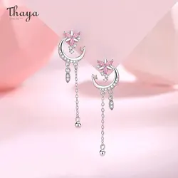 Thaya 100% S925 Silver Sweet Elegant Women Earrings Luxury Crystal Tassel Earring Dangle for Women Engagement Party Fine Jewelry