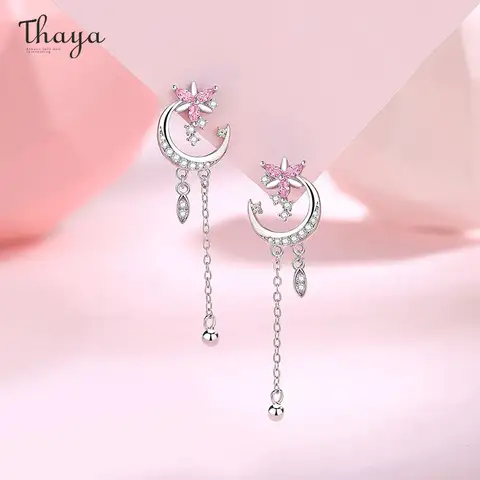 Thaya 100% S925 Silver Sweet Elegant Women Earrings Luxury Crystal Tassel Earring Dangle for Women Engagement Party Fine Jewelry