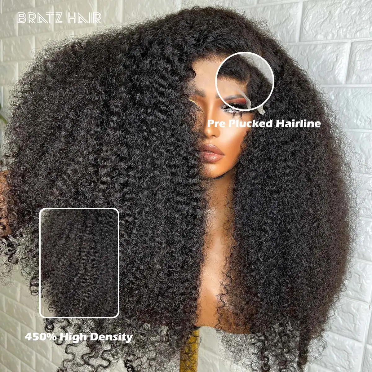 أسود طبيعي 5by5 إغلاق الأفرو شعر مستعار شديد التجعد شعر الإنسان 13x6 13x4 HD الدانتيل الباروكات الأمامية للمرأة السوداء غلويليس شعر مستعار مجعد عميق #2